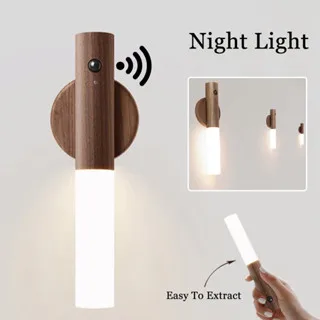 Luz Noturna, Led Madeira USB, Lâmpada de parede.