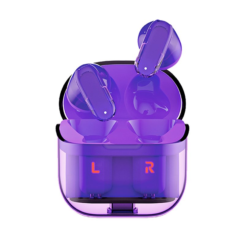 Auscultadores Estéreo Bluetooth Crystal Roxo